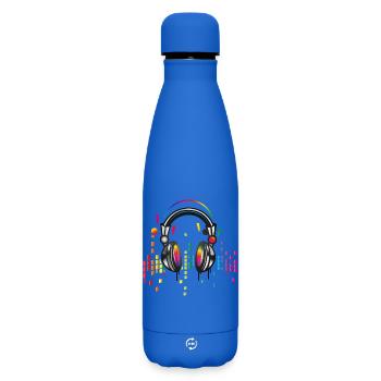 Headphones with colorful equalizer drawing - Matte Insulated Water Bottle 500 ml - royal blue - Front