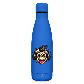 Drôle de singe avec des écouteurs - Bouteille isotherme SOFT TOUCH 500 ml - bleu roi - Devant