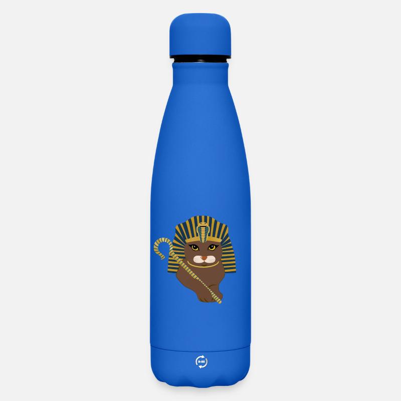 Pharaonen-Katze - Matte Panorama Thermosflasche 500 ml - Königsblau