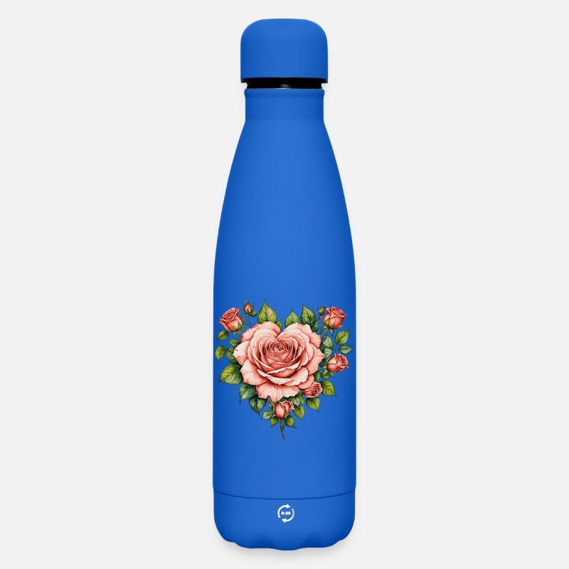 Coeur d’une Roses à l’aquarelle - Bouteille isotherme SOFT TOUCH 500 ml - bleu roi