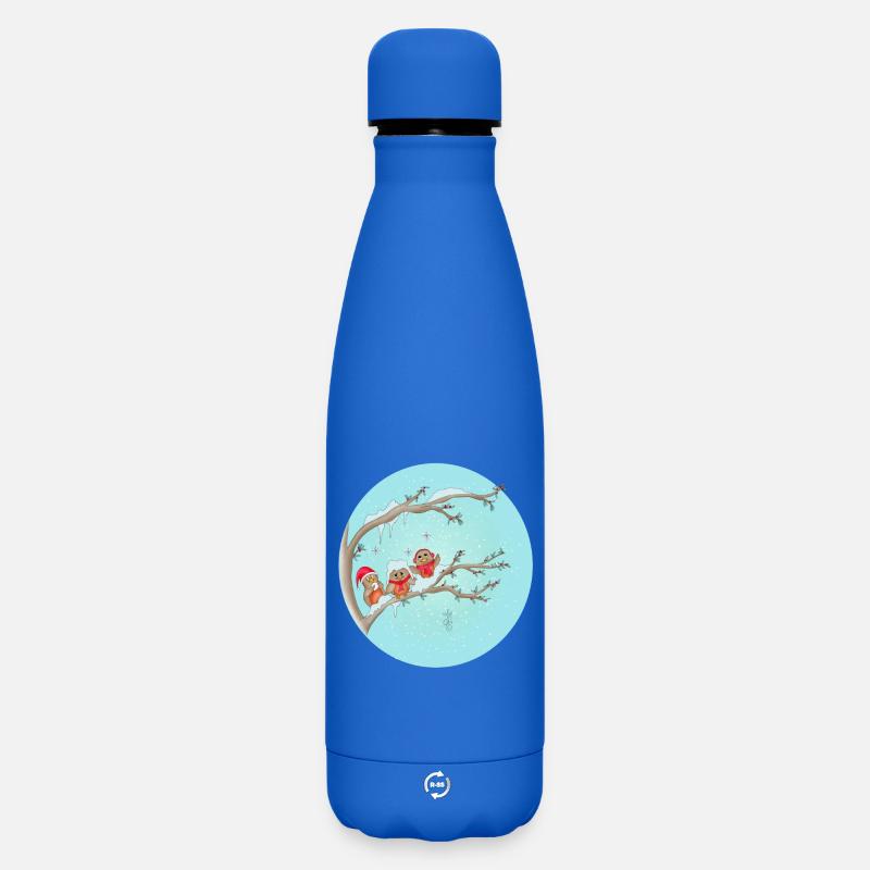 Weihnachtsvögel - Matte Thermosflasche 500 ml - Königsblau