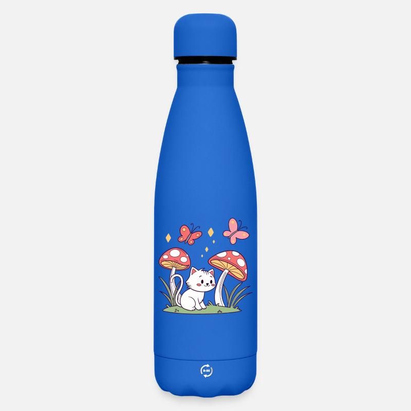 Fantaisie de chat champignon - Bouteille isotherme SOFT TOUCH 500 ml - bleu roi
