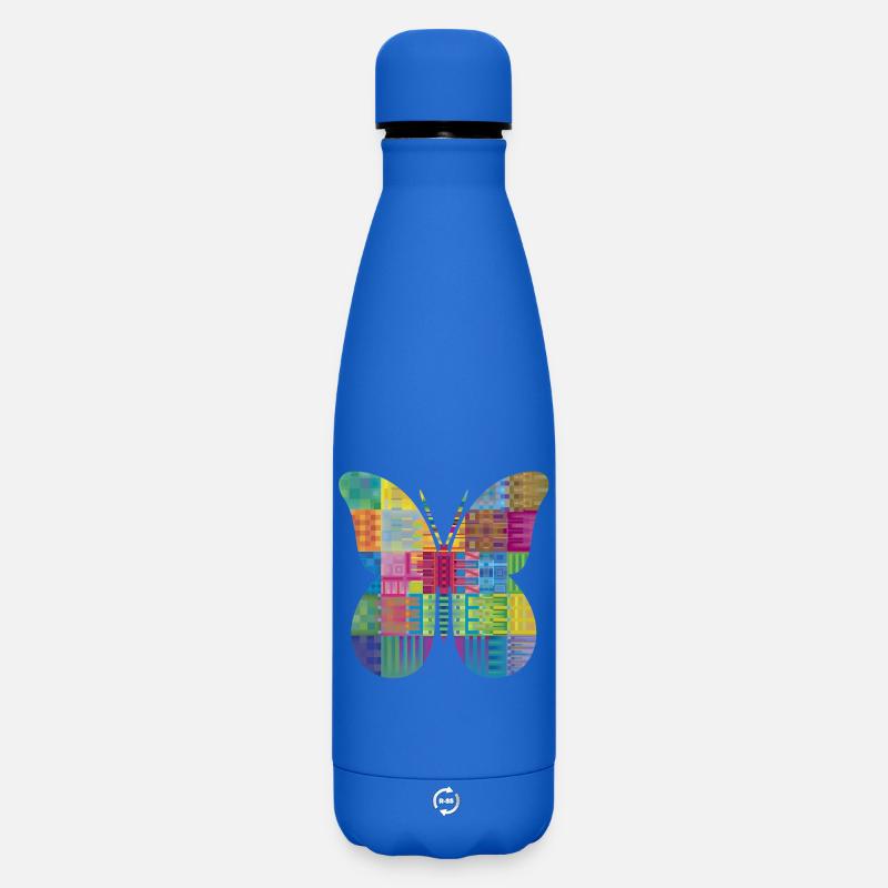Farfalla Colorata a Patchwork - Borraccia termica SOFT TOUCH da 500 ml - blu royal