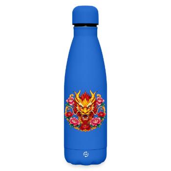Drachenkopf im Feuerfloralen Rahmen - Matte Thermosflasche 500 ml - Königsblau - Vorne