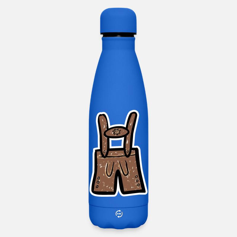 Lederhose - Farbige Zeichnung - Matte Thermosflasche 500 ml - Königsblau