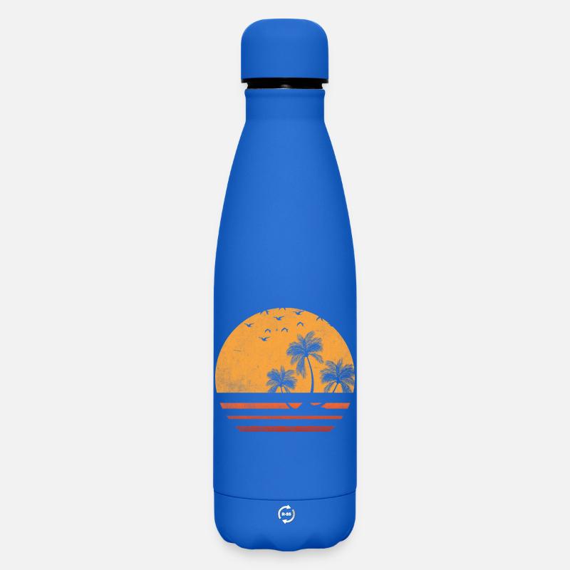 Silhouette du coucher de soleil de la palmière - Bouteille isotherme SOFT TOUCH 500 ml - bleu roi
