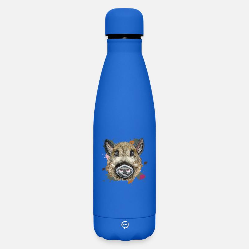 Illustration sauvage de tête - Bouteille isotherme SOFT TOUCH 500 ml - bleu roi