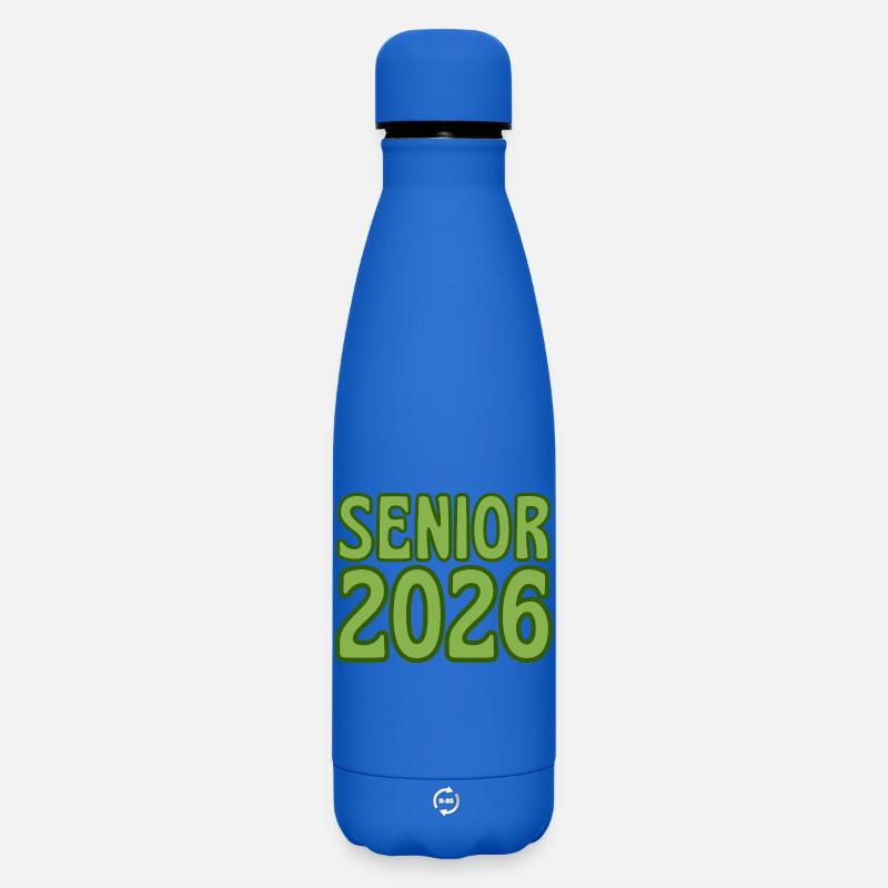 Art texte rétro vert 2026 Senior - Bouteille isotherme SOFT TOUCH 500 ml - bleu roi
