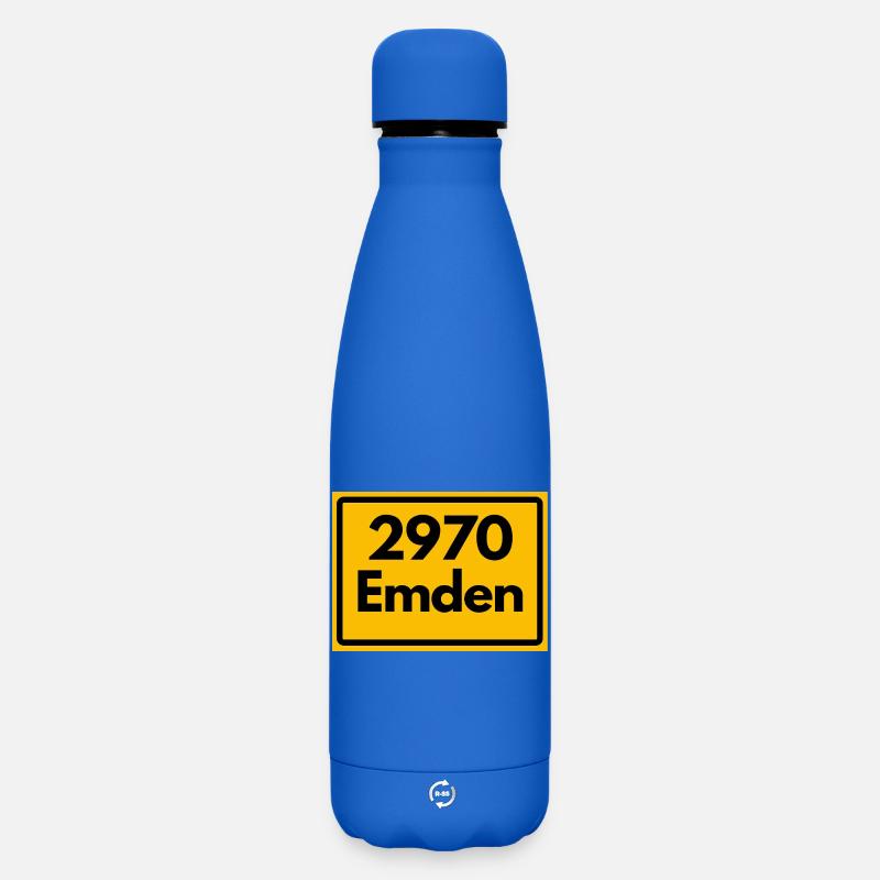 OLD POSTCODE ZIP CODE RETRO ⚓ 2970 Emden Moin moin - Matte Insulated Water Bottle 500 ml - royal blue
