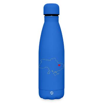 Ukraine Map - Minimalist Gold Design - Matte Insulated Water Bottle 500 ml - royal blue - Front