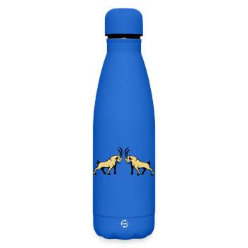 Steinbock Beige Doppelbull Symmetrie - Matte Thermosflasche 500 ml - Königsblau - Vorne