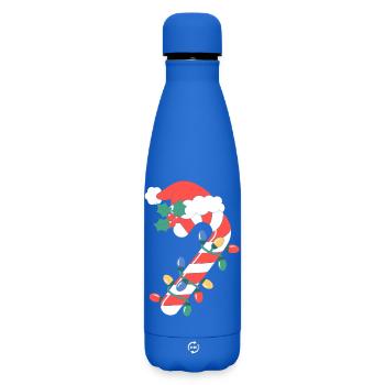 Zuckerstangen-Weihnachtsbeleuchtung - Matte Thermosflasche 500 ml - Königsblau - Vorne