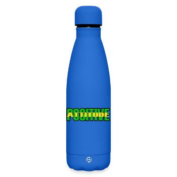 ATTITUDE POSITIVE - Texte vert/jaune - Bouteille isotherme SOFT TOUCH 500 ml - bleu roi - Devant