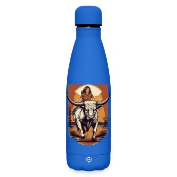 Équitation de taureaux - Bouteille isotherme SOFT TOUCH 500 ml - bleu roi - Devant