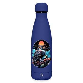 Great Owl Eagle Owl by Moonlight - Matte Insulated Water Bottle 500 ml - dark blue  - Front