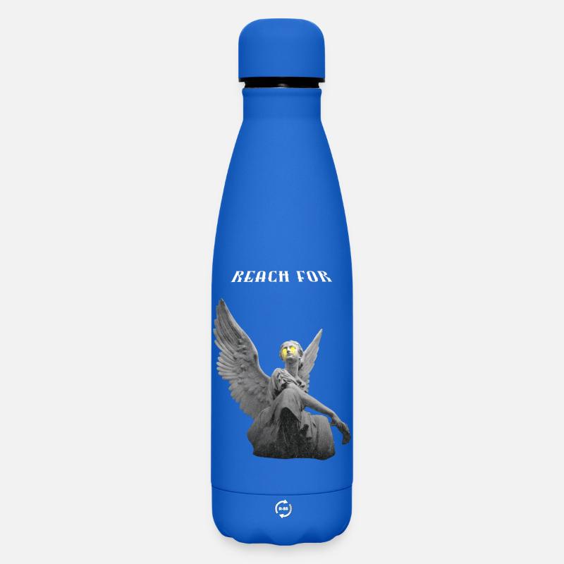 Engelstatue mit Gelben Augen - Matte Thermosflasche 500 ml - Königsblau