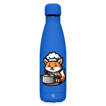 Kulinarisches Set: Der fuchsige Koch - Matte Thermosflasche 500 ml - Königsblau - Vorne