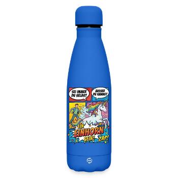 Unicorn power in pop comics - Matte Insulated Water Bottle 500 ml - royal blue - Front