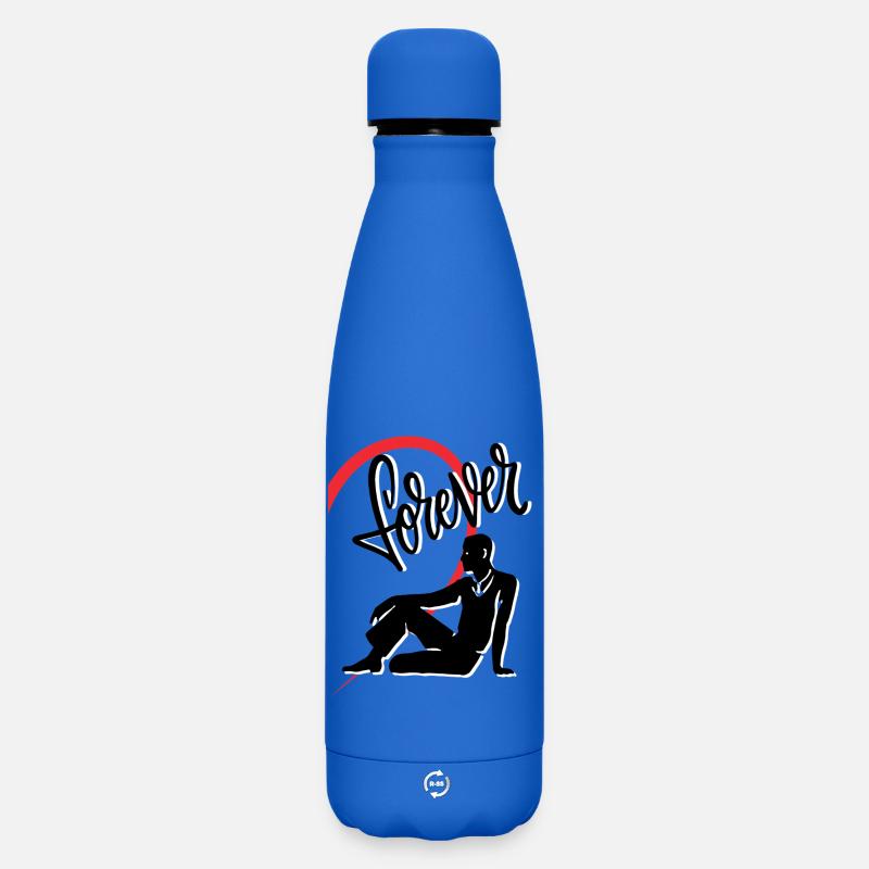 Figur eines Mannes mit einer rechten Herzhälfte - Matte Panorama Thermosflasche 500 ml - Königsblau