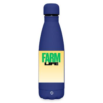 Farm Life Bold Typography - Matte Insulated Water Bottle 500 ml - dark blue  - Front