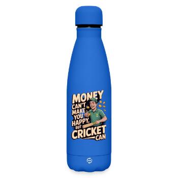 Drôle de cricket : Jeu de cricket vintage - Bouteille isotherme SOFT TOUCH 500 ml - bleu roi - Devant