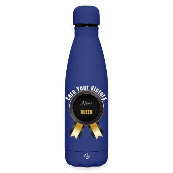Earn Your Victory – Champion Award | Motivation Ba - Matte Insulated Water Bottle 500 ml - dark blue  - Front