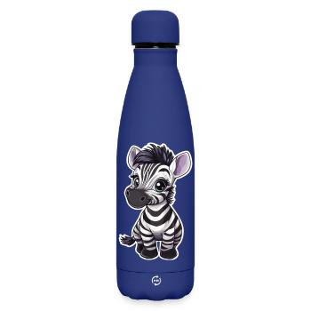 Zèbre - Bouteille isotherme SOFT TOUCH 500 ml - bleu foncé  - Devant
