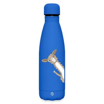 Fröhliches Lama schaut um die Ecke - Matte Thermosflasche 500 ml - Königsblau - Vorne