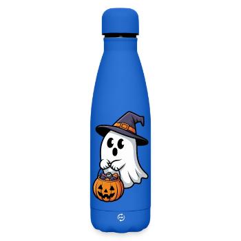 Motif de sorcière et de fantôme effrayant pour Halloween - Bouteille isotherme SOFT TOUCH 500 ml - bleu roi - Devant