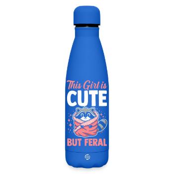 Cute But Feral Trash Panda Raccoon - Matte Insulated Water Bottle 500 ml - royal blue - Front