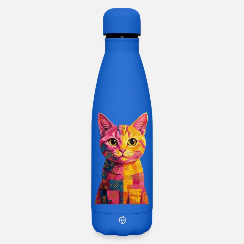 Pop Art Katze - bunt - Matte Thermosflasche 500 ml - Königsblau