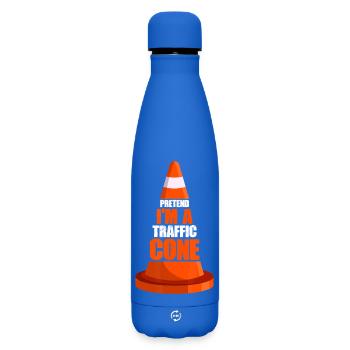 Verkehrskegel-Wortspiel-Illustration - Matte Thermosflasche 500 ml - Königsblau - Vorne