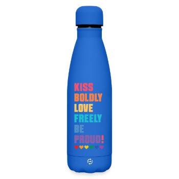LGBTQ Pride Month - Kiss Boldly, Love Freely - Matte Insulated Water Bottle 500 ml - royal blue - Front