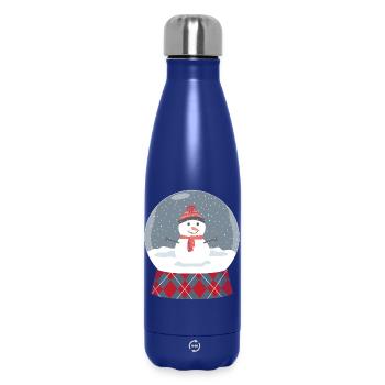 Glass ball with snowman - Insulated Water Bottle 500 ml - dark blue  - Front