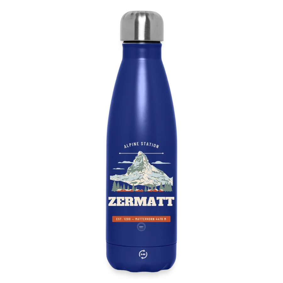 Zermatt badge on a insulated water bottle 500 ml, dark blue 