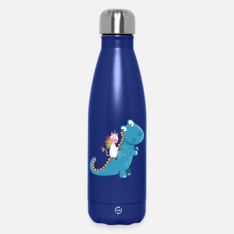 Unicorn Rides T Rex Dinosaurs I Cool Gift - Bouteille isotherme 500 ml - bleu foncé 