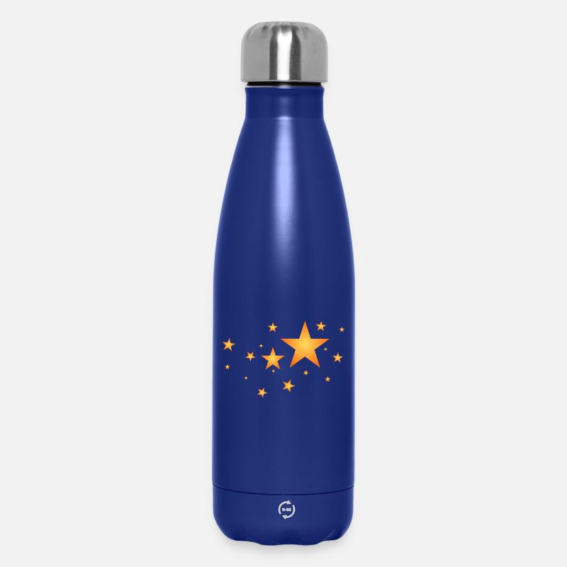 Sterne in Orange - Thermosflasche 500 ml - Dunkelblau 