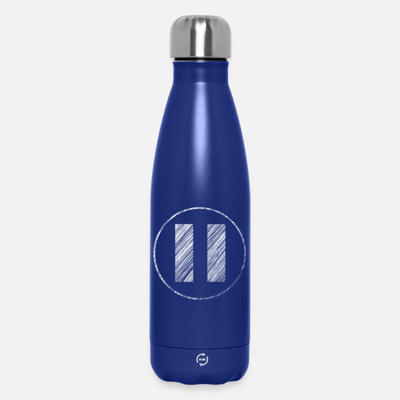 Hand-drawn pause icon in scribble look - Insulated Water Bottle 500 ml - dark blue 