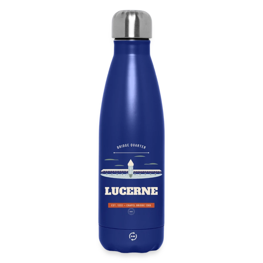 Lucerne badge on a insulated water bottle 500 ml, dark blue 