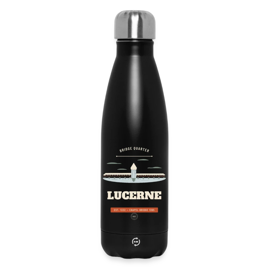 Badge Lucerne sur insulated water bottle 500 ml, black