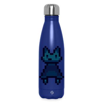 Chat pixel - Bouteille isotherme 500 ml - bleu foncé  - Devant