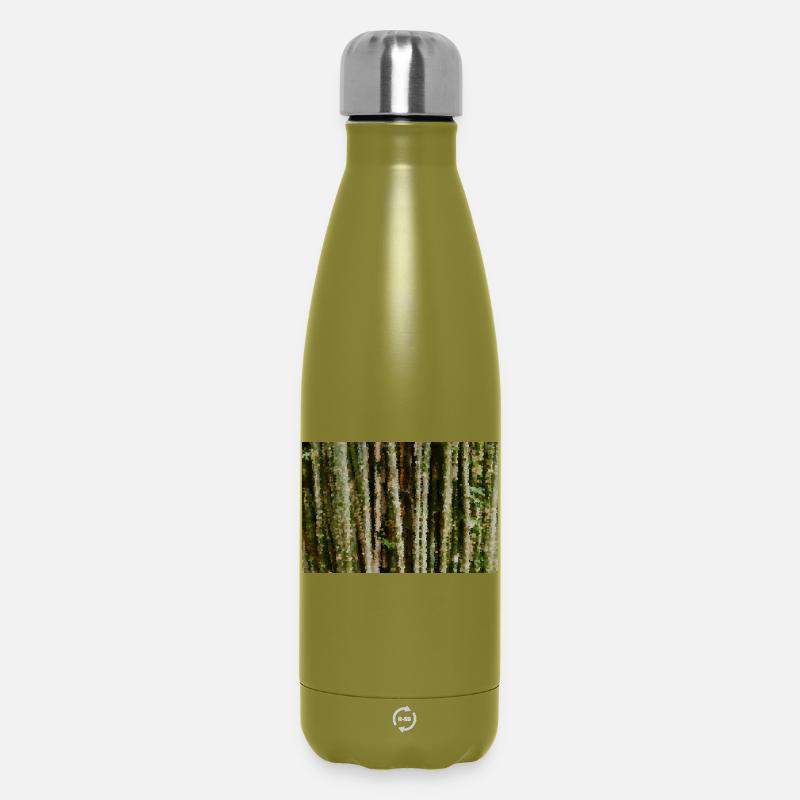 Birch Forest Pixel Stripes - Insulated Water Bottle 500 ml - olive green