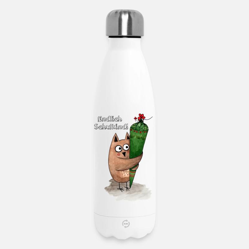 Eule mit Zuckertüte Endlich Schulkind - Thermosflasche 500 ml - Weiß