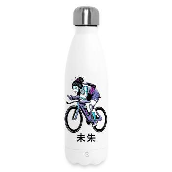Neon-Cyborg-Geisha-Radfahrerin - Thermosflasche 500 ml - Weiß - Vorne