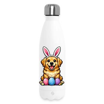 Golden Retriever Goldie Ostern Hasenohren - Thermosflasche 500 ml - Weiß - Vorne