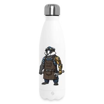 Blaireau Mécanicien Steampunk Bras Bionique - Bouteille isotherme 500 ml - blanc - Devant
