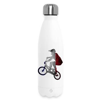 Tri-Color Cyclist Silhouette - Insulated Water Bottle 500 ml - white - Front