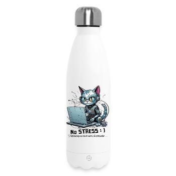 Chat informaticien geek, humour informatique - Bouteille isotherme 500 ml - blanc - Devant