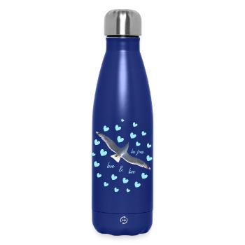 Freedom bird with heart motifs seagull be free - Insulated Water Bottle 500 ml - dark blue  - Front