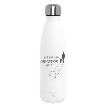 Die mit dem Labrador geht, Hundepfoten Labbi Gassi - Thermosflasche 500 ml - Weiß - Vorne